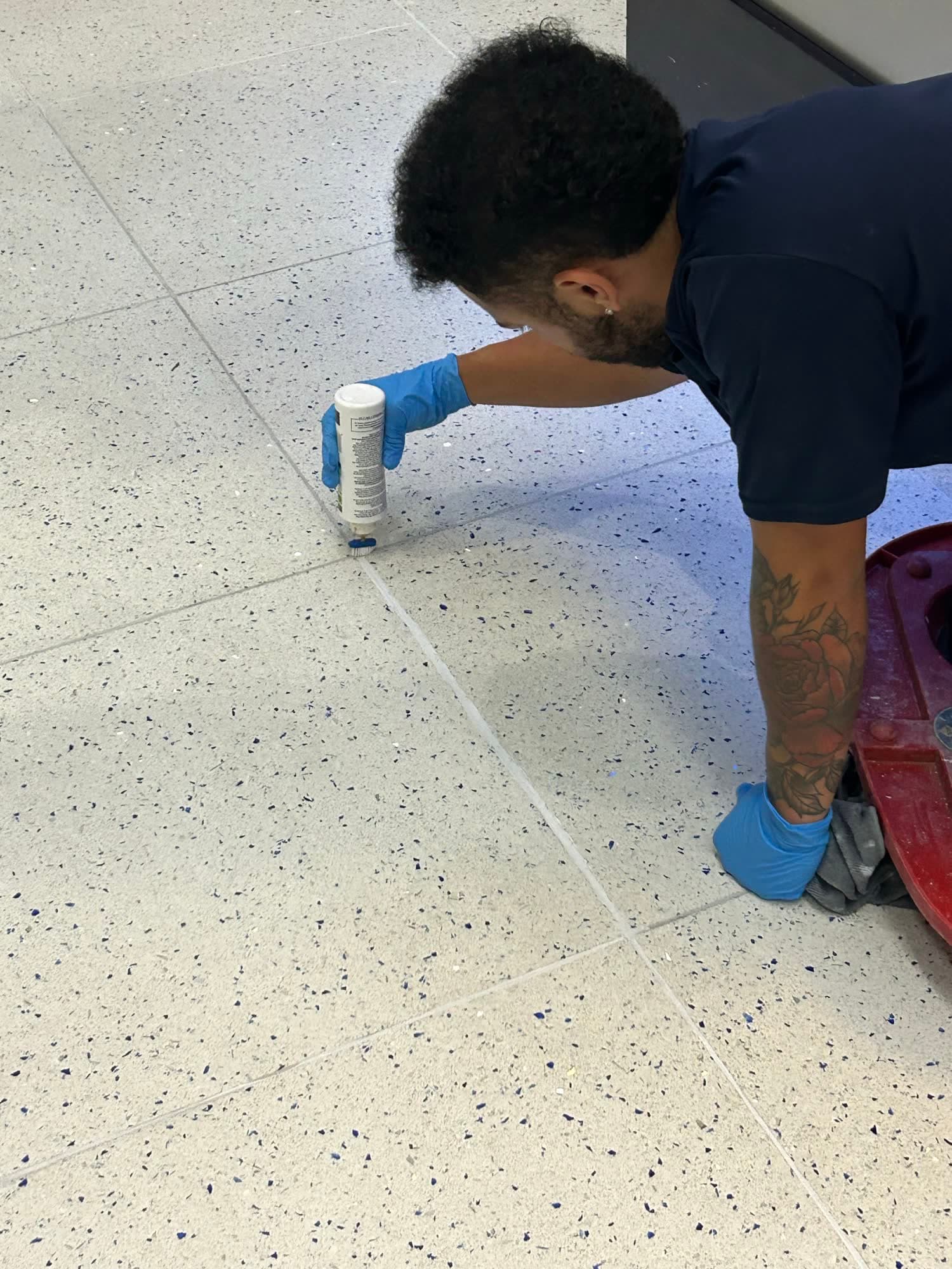 Best Cleaning & Restoration technician sealing terrazzo floor joints in Central Florida