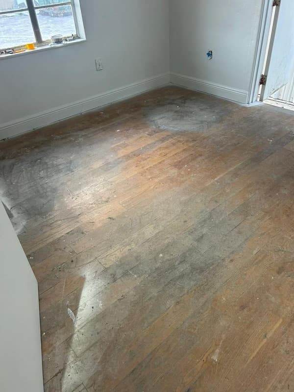 Wood floor refinishing · Central Florida, before